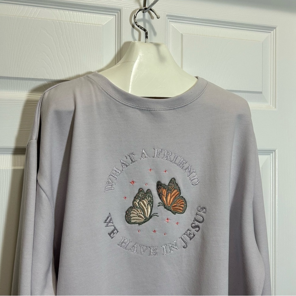Love & Faith Pastel Purple Embroidered Detail Sweatshirt - Picture 3 of 7